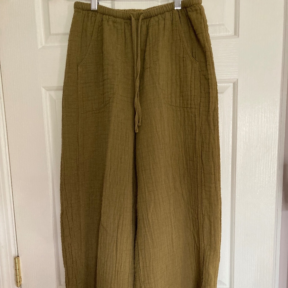 Kleen waffle texture Lagenlook wide leg pants Medium